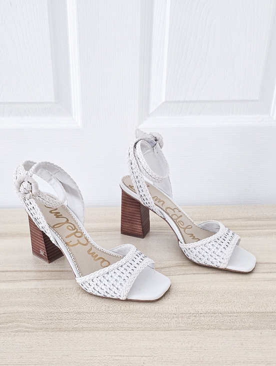 Sam Edelman Shoes - Sam Edelman Danee White Leather Block Heel Ankle Stap Sandals Size 7